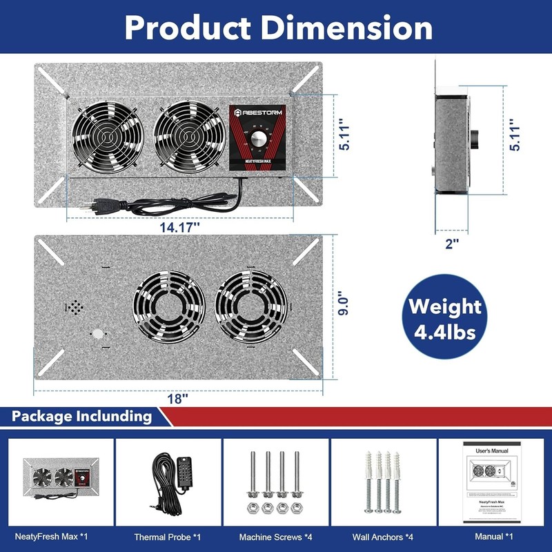 Abestorm 220 CFM Crawlspace Ventilation Fan Basement Exhaust Fan With Thermostat gallery