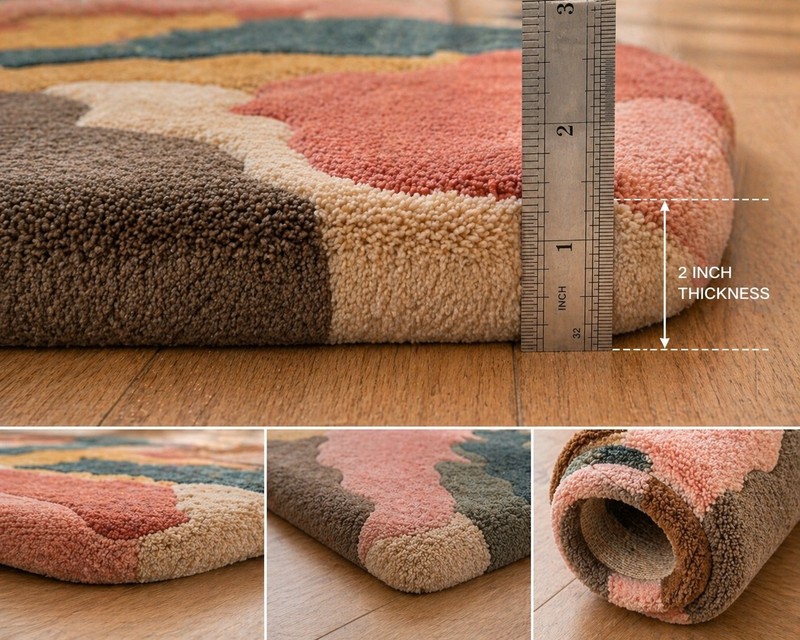 Abstract Hand Tufted Wool Rug Irregular Modern Shape Carpet Living Room Hallway gallery