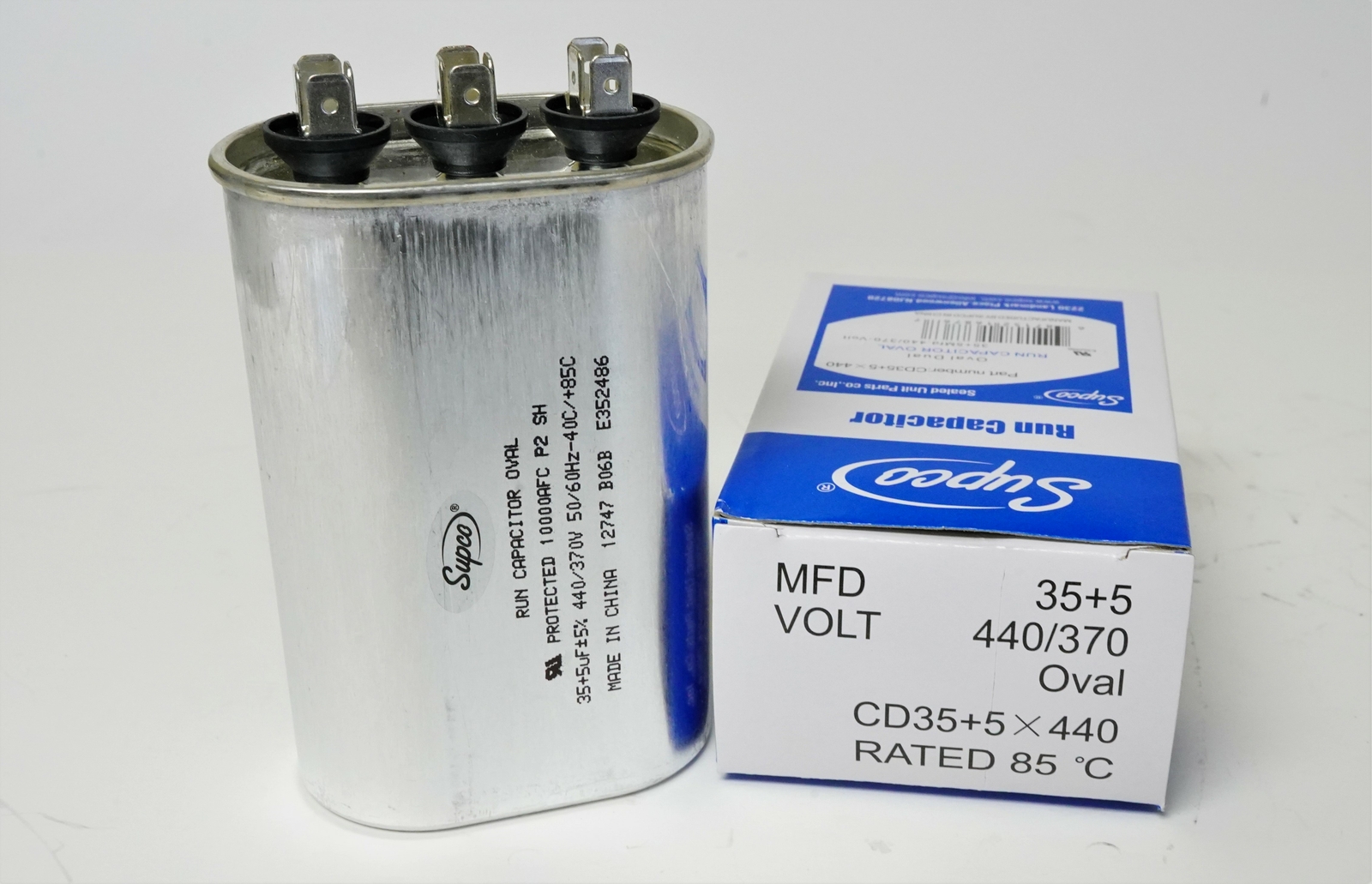 Air Conditioning HVAC Oval Dual Motor Run Capacitor 35 + 5 MFD 440 Volt gallery
