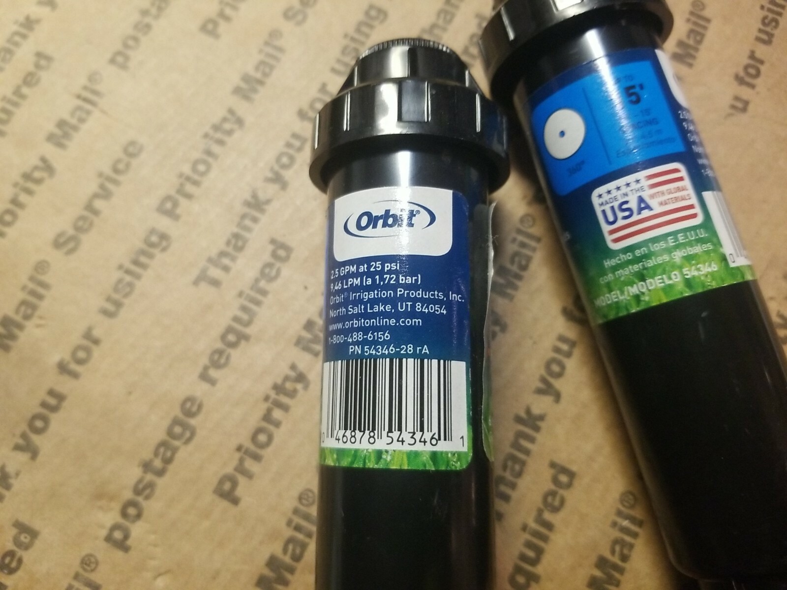 2 Orbit 54346 Full-Circle Pop-Up Sprinkler 15' 360 Black Plastic pop up 4" gallery