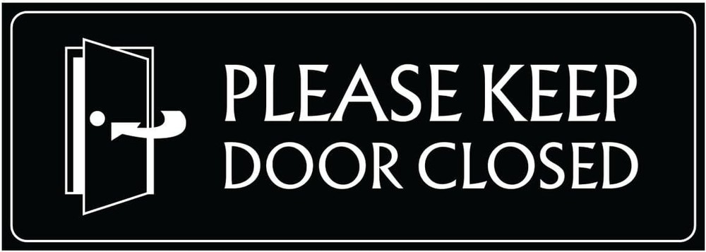 StickerJet Please Keep Door Closed Sticker 9''x3'' Pack of 2 - Vinyl, Waterproof