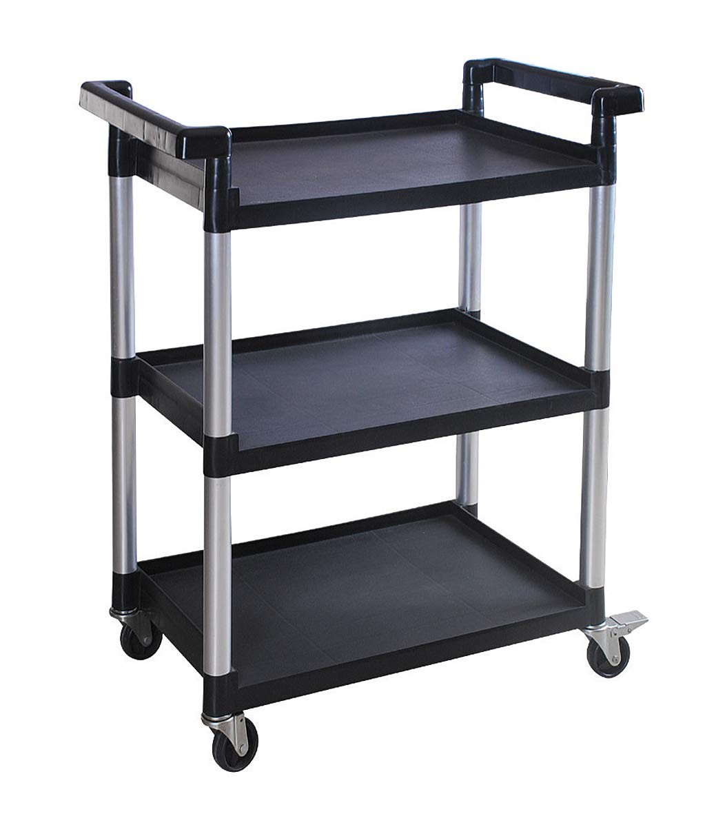 MaxWorks 80774 3-Shelf Utility Plastic Cart with Wheels-225 Lbs Maximum Black gallery
