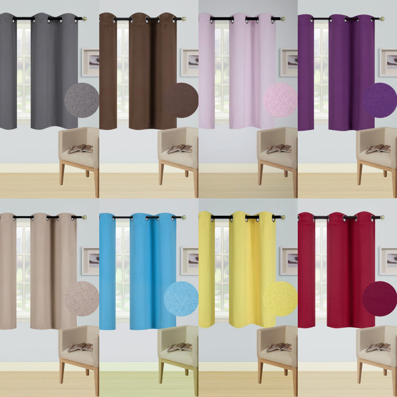 1 SET 100% BLACKOUT INSULATE THERMAL SHORT PANELS WINDOW CURTAIN IN 36" 54" 63"L gallery