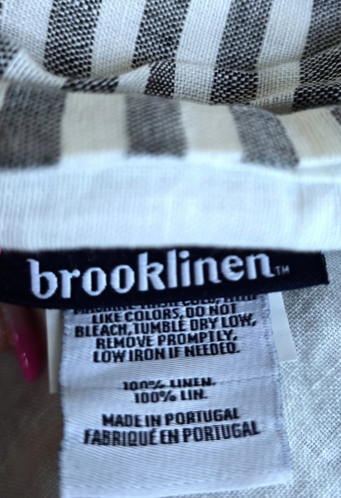 Brooklinen European Linen Fitted Sheet KING | Striped Charcoal (Retail $179) #10 gallery