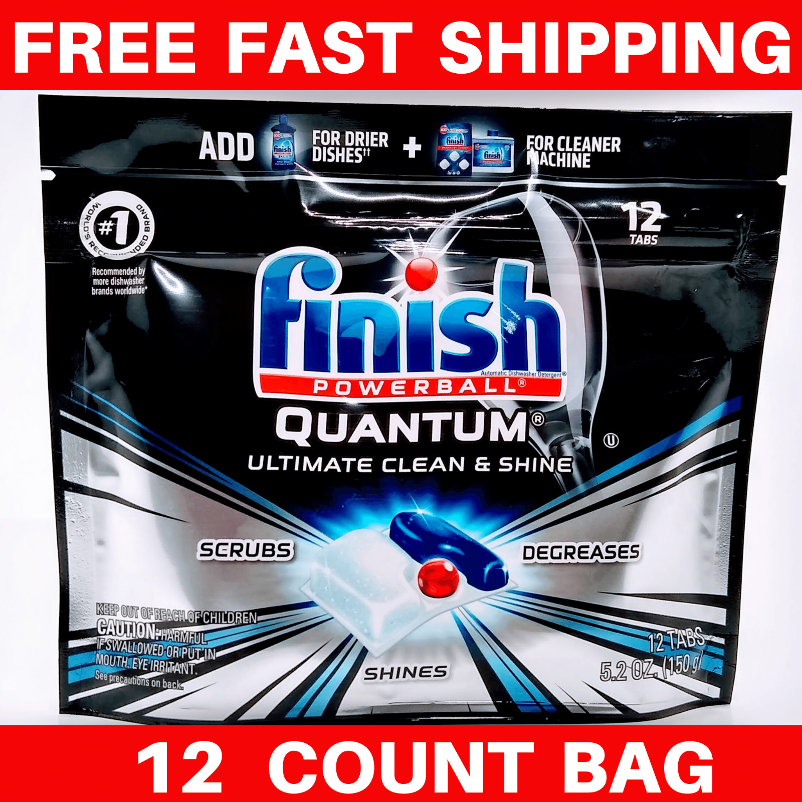 Finish QUANTUM - Degreaser, Clean, Shine, Scrubs, Tough Messes 12 ea (Pack of 1) gallery