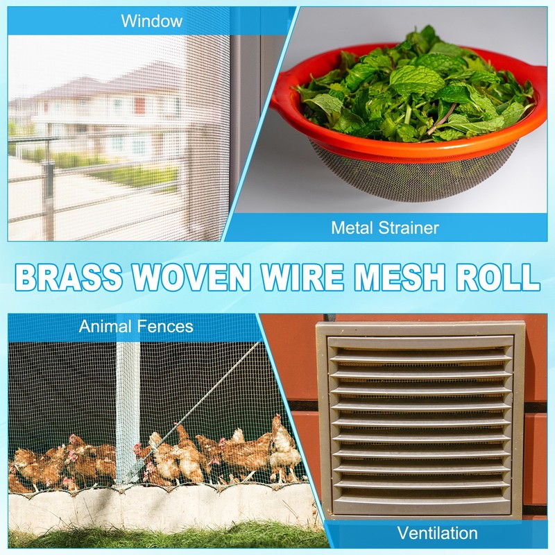 39.4x11.9" Brass Woven Wire Mesh Roll, 100 Mesh Metal Mesh Screen, Yellow gallery