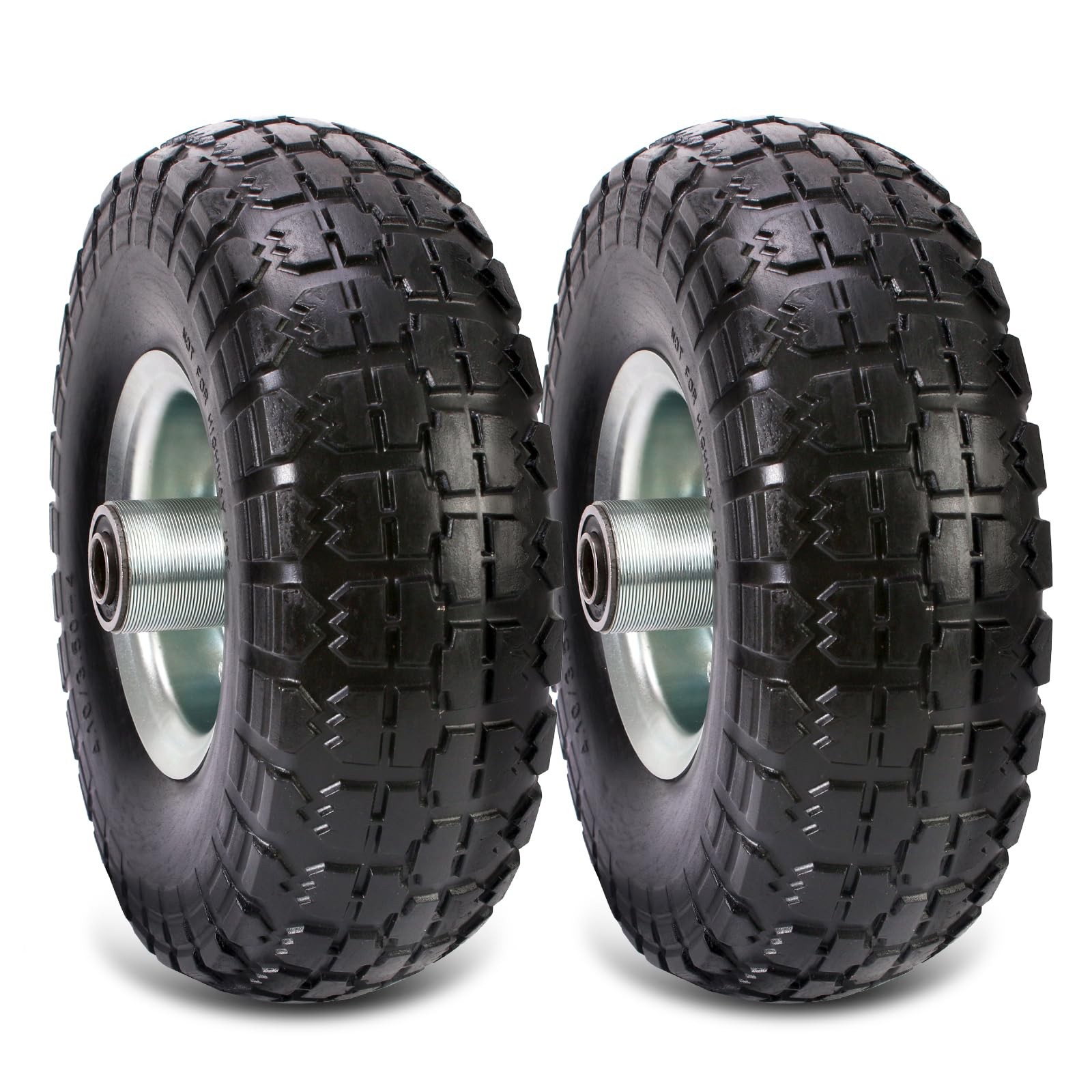 (2 Pack) 10 Inch Solid Polyurethane Tire 4.10/3.50-4 Tire, 10" Flat Free Whee... gallery