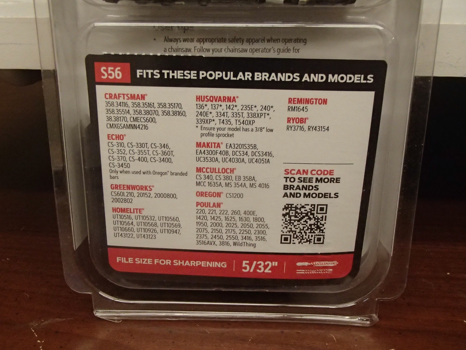 Oregon 16 in S56 Chain Saw Chain 2 Pack 56 Link 3/8” LP .050 Gauge Low Kickback gallery