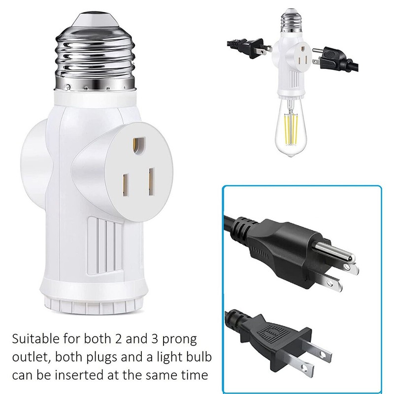 E26/E27 Light Socket to Plug Adapter 2/3 Prong Light Bulb Outlet Plug Converter gallery