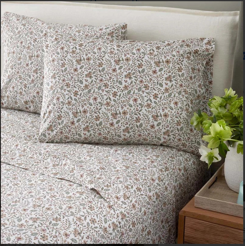 Stoffer Home Garden Patch Floral Garment Washed Cotton Percale Bed Sheet Set gallery