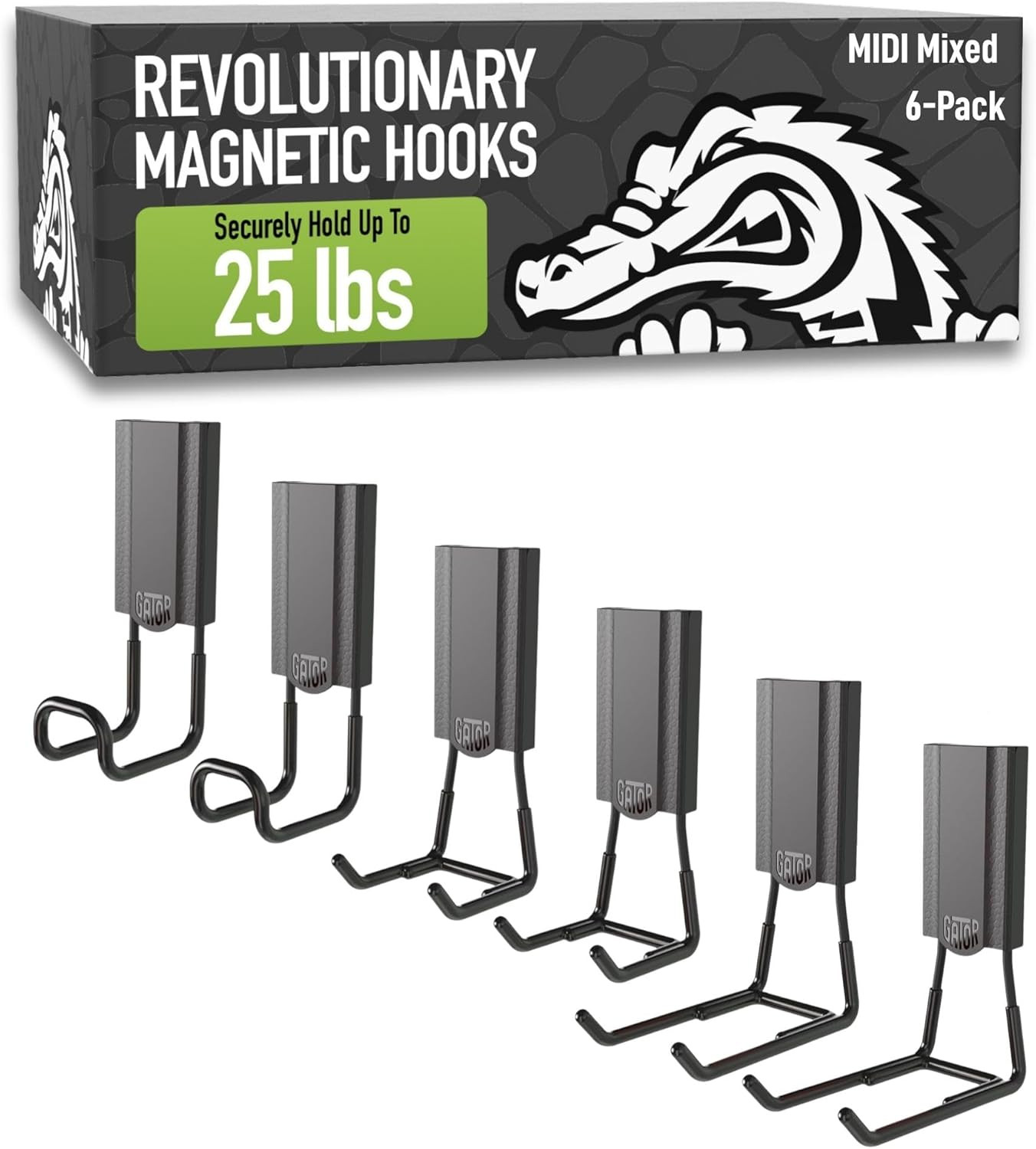 MIDI 2.5 & 4" Open Hooks, 25 Lb Heavy Duty Magnetic Hooks for Steel Surfaces, Pa gallery