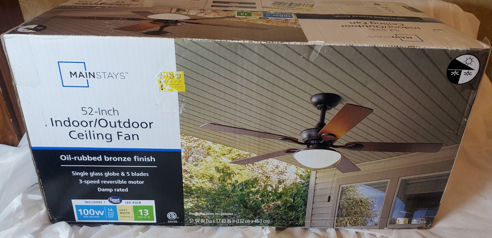 Mainstays 52” Indoor/Outdoor Ceiling Fan. New - Oil-rubbed Bronze Finish gallery