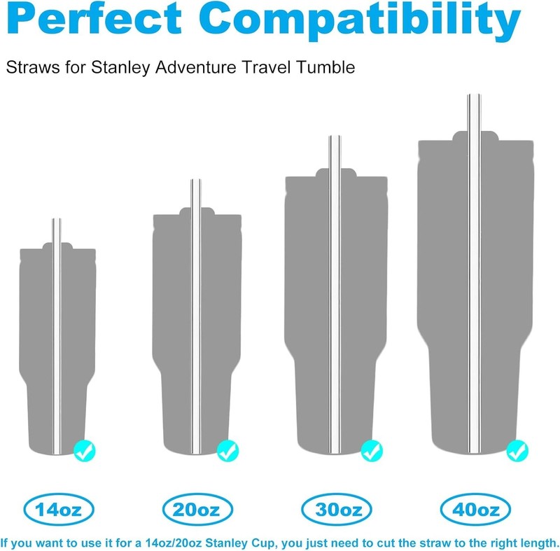 6 Pack Replacement Straws for Stanley 30 40 Oz Adventure Quencher Travel Tumbler gallery