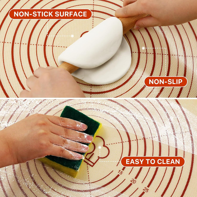26X16 Inch Extra Thick Silicone Baking Mat with Measurements, Non-Slip and Reusa gallery