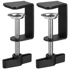 2pcs C-shape Desk Table Mount Clamps 360 Degree Rotating Metal Base Clips Bla…