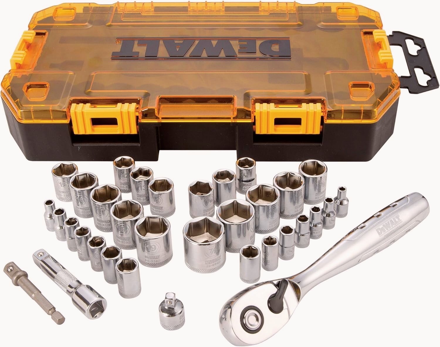 DEWALT DWMT73804 Socket Set 34 Pc SAE Metric 1/4 3/8 Drive Chrome Vanadium gallery