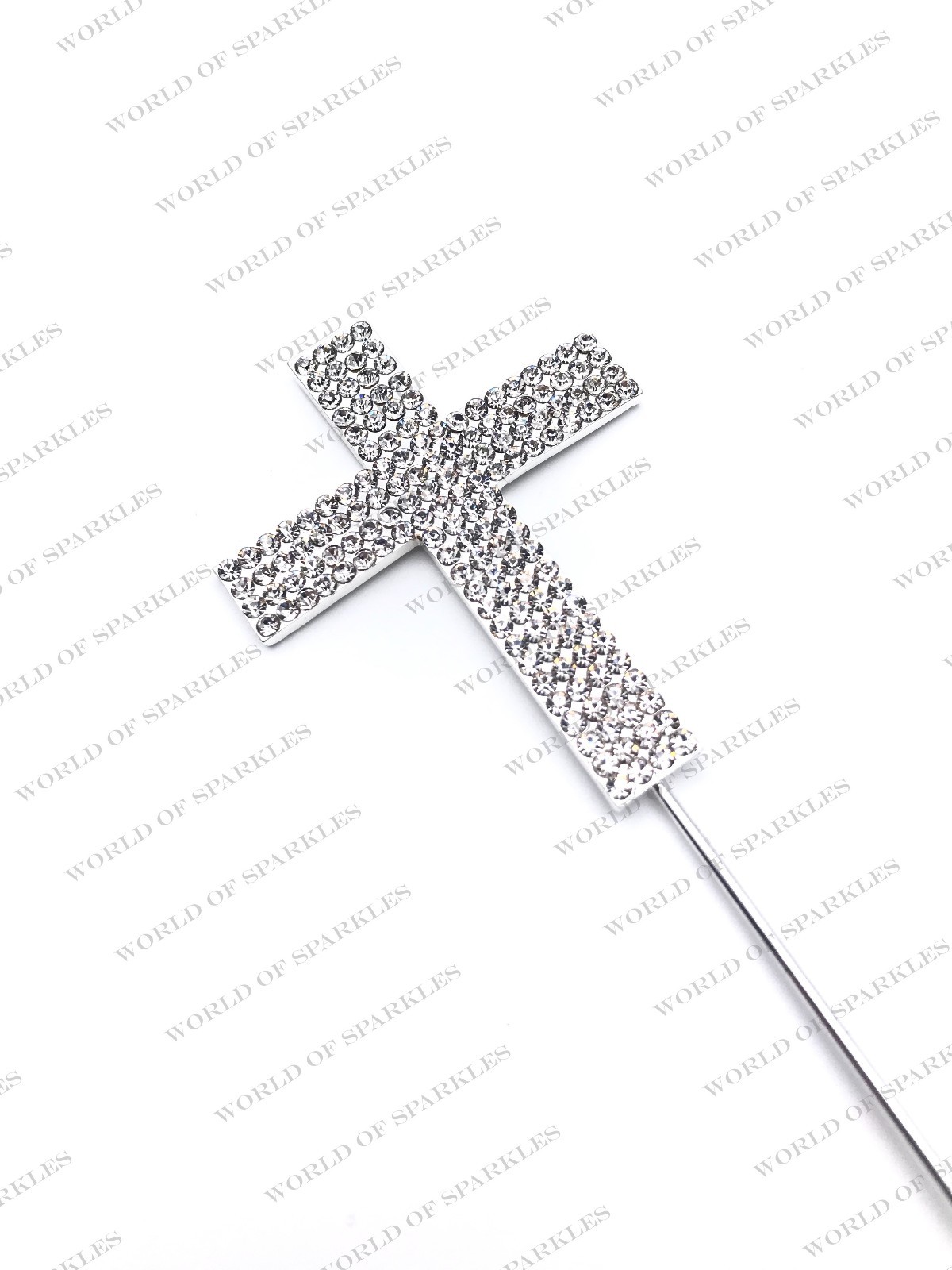 4 Row Diamante Cross Cake Topper Silver Holy Communion Christening Decoration D6 gallery