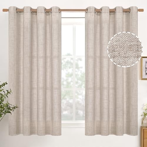 Linen Curtains for Short Window 54 Inches 52"W x 54"L (Pack of 2) Natural gallery