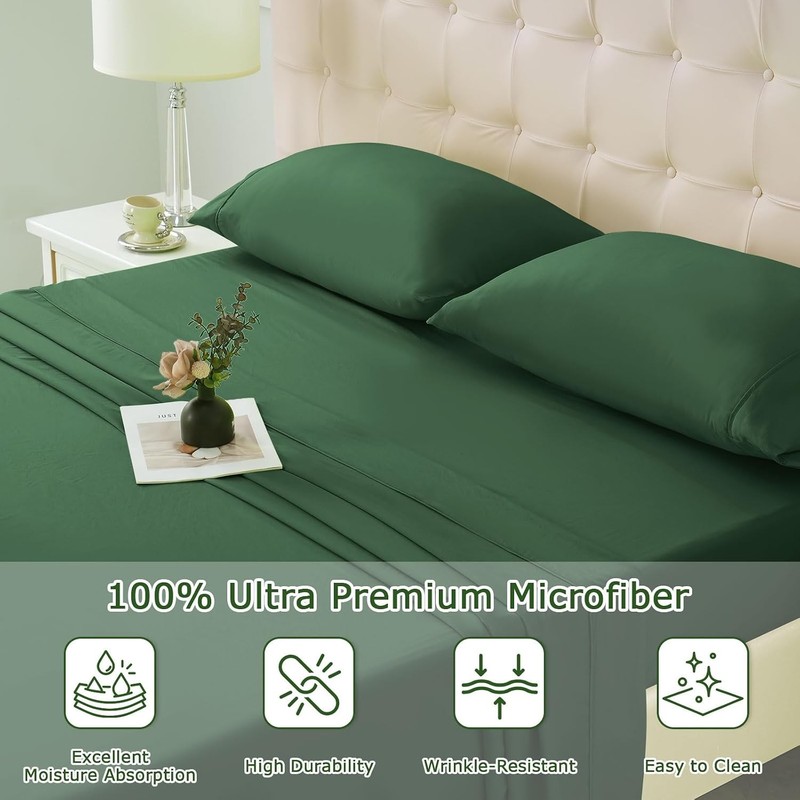 Full Size Bed Sheet Set - 4 Piece Soft Microfiber Sheets with Deep Pockets, gallery