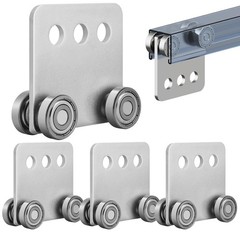 4PCS Trolley Assembly Rollers for 1-5/8″ Strut Channel Four Bearing