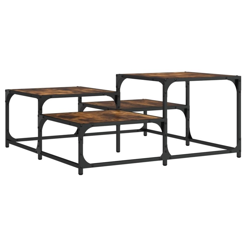 Coffee Table Smoked Oak Engineered Wood, Metal gallery
