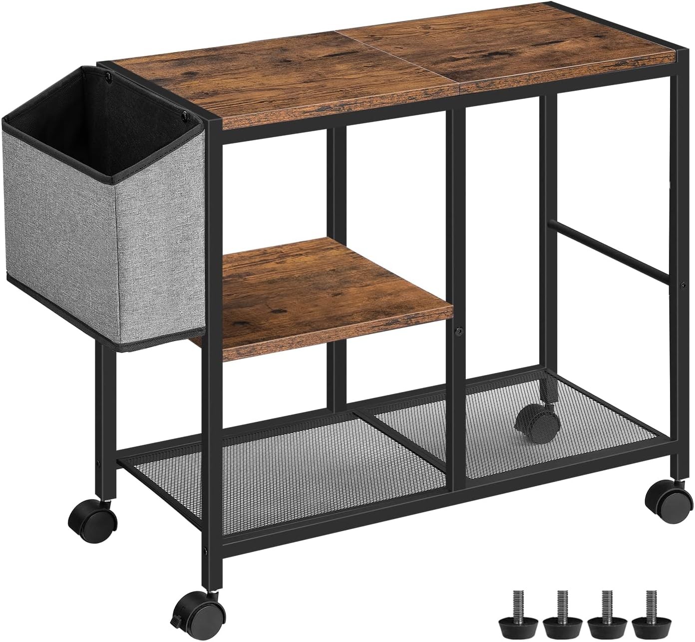 Printer Stand with Storage Bag, 3-Tier Mobile Under Desk Printer Cart with gallery