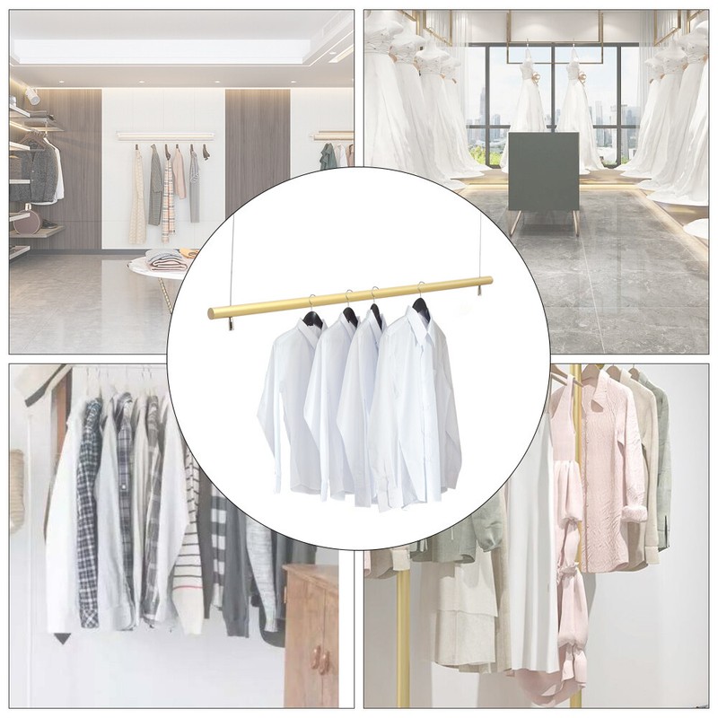 Ceiling Mounted Garment Hanger Closet Organizer Hanging Rod Clothes Rack gallery