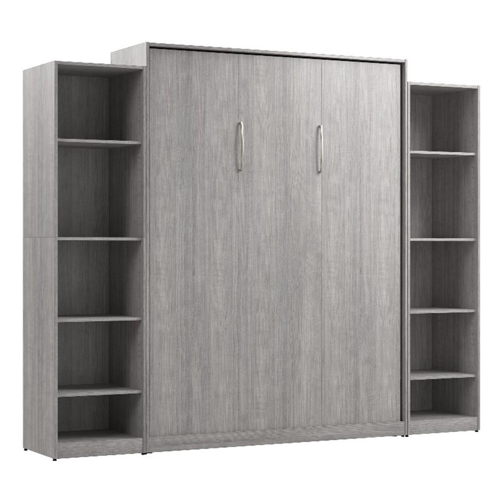 Pemberly Row Wood Queen Murphy Bed with Closet Organizers in Gray gallery