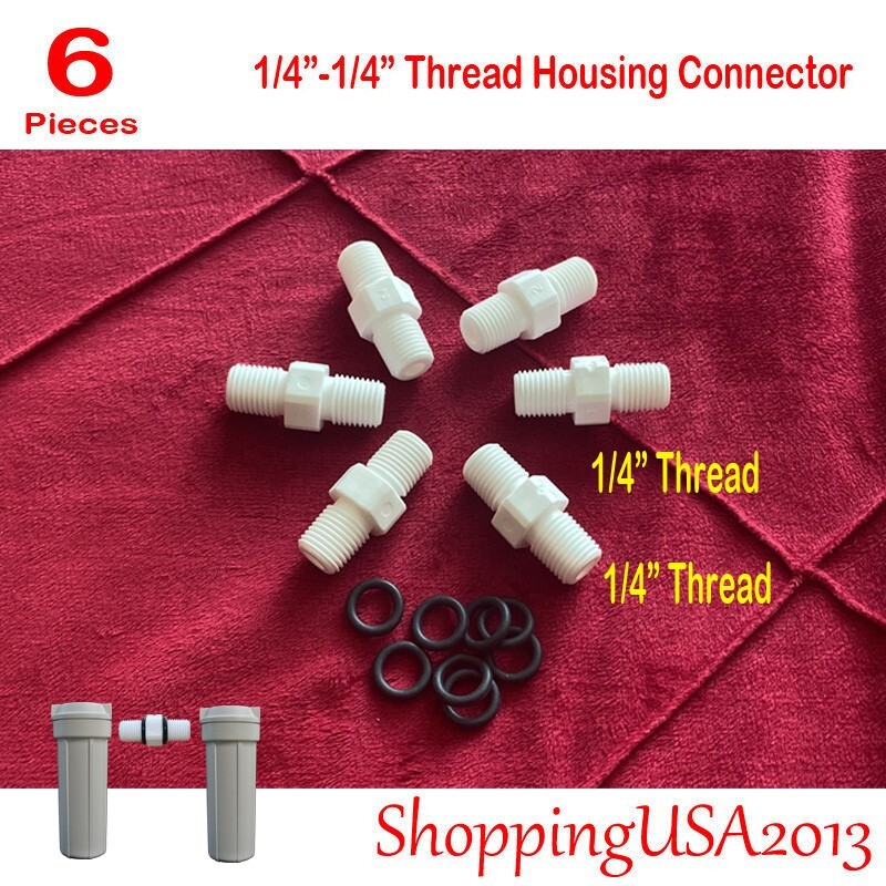6X 1/4" Dual Thread Male Fitting Connector RO Housing Water Filter Under Sink gallery