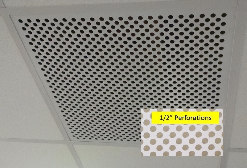 2'x2' White Plastic Perforated Ceiling Tile with 1/2" holes-2pack