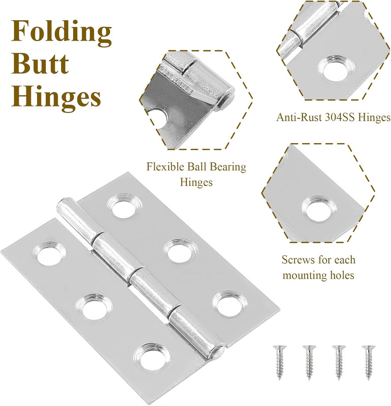 20Pcs 2 Inch Butt Hinges Stainless Steel Cabinet Hinges Small Door Hinges... gallery