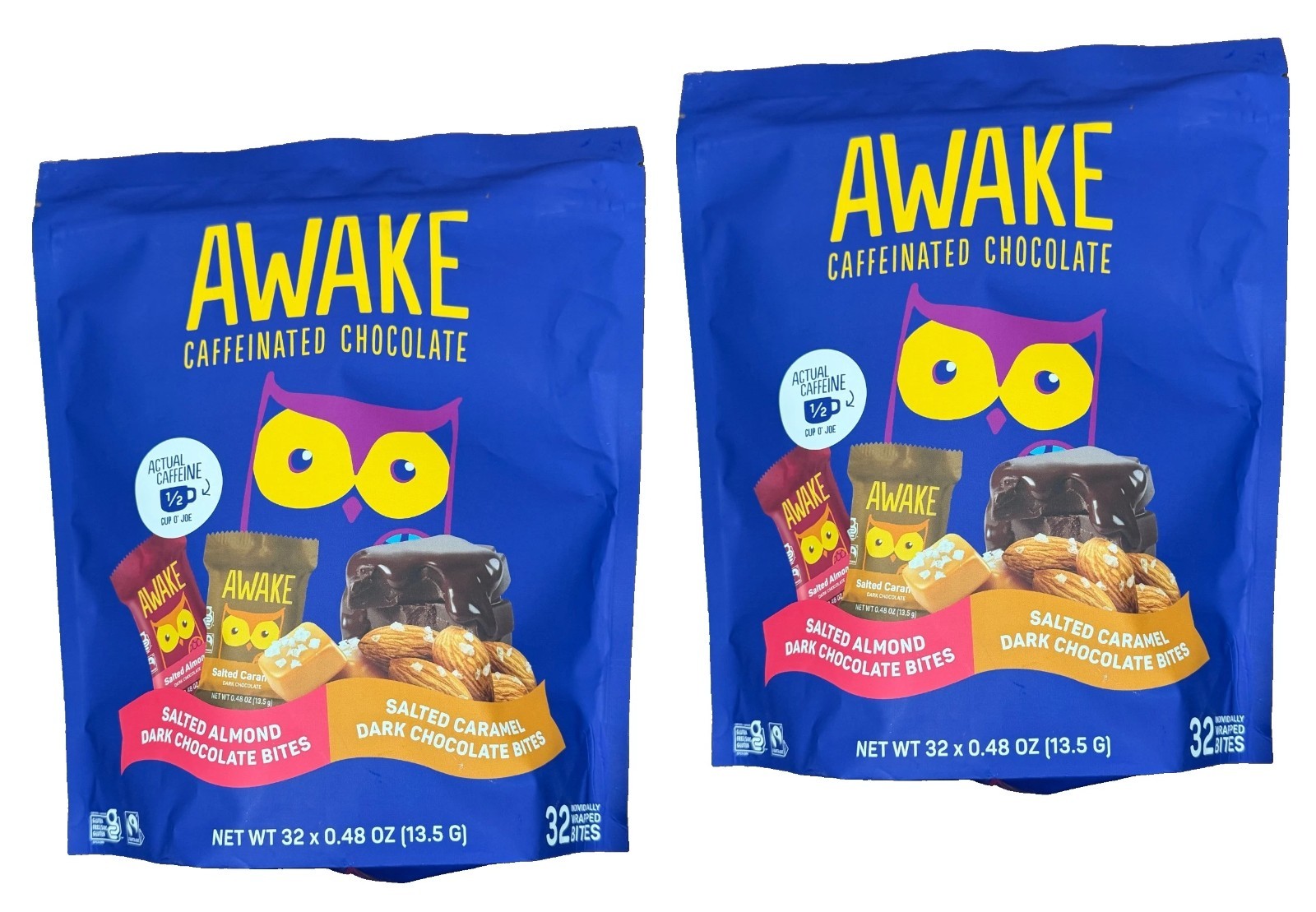 2-PACK Awake Caffeinated Chocolate Bites – 32 Individually Wrapped Pieces each gallery