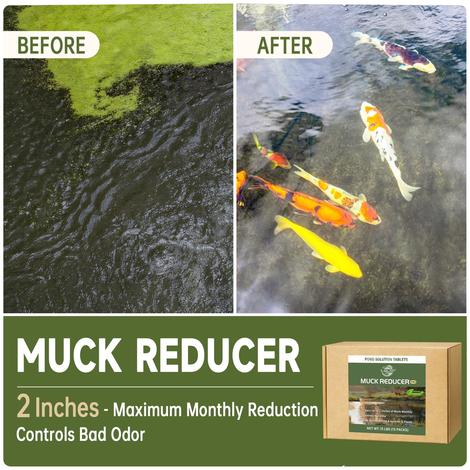 LMJP Muck Reducer - 15LB Natural Sludge Solution Tablets for Ponds & Lakes, A... gallery