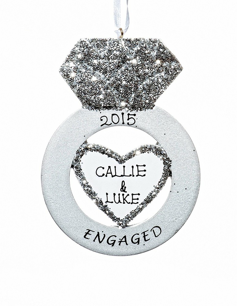 Engagement Ring Personalized Christmas Tree Ornament