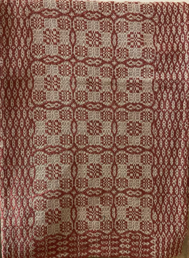 NEW PRIMITIVE Farmhouse THROW BLANKET RED TAN WOVEN 52"x74" SARATOGA TABLECLOTH gallery