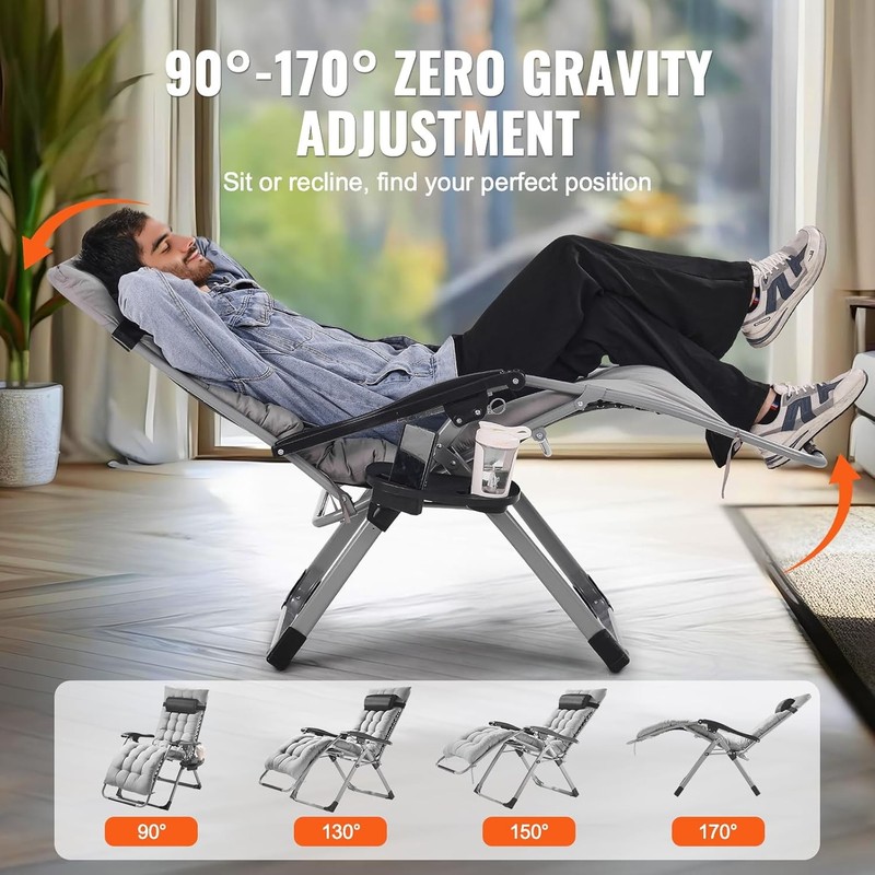 VEVOR Zero Gravity Chair, 26 inch Zero Gravity Recliner Lounge Chair for Indoor gallery