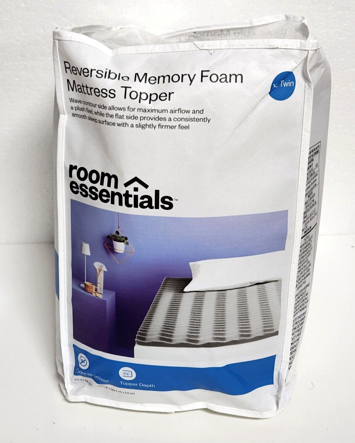 XL Twin Size Reversible Memory Foam Mattress Topper 1.5 " Room Essentials - New gallery