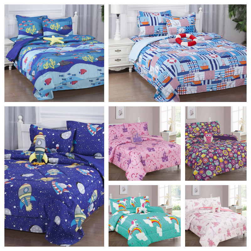 1 Comforter 1 Flat 1 Fitted Sheet 1 Case 1 Sham 1 decorative Pillow TWIN KIDS gallery