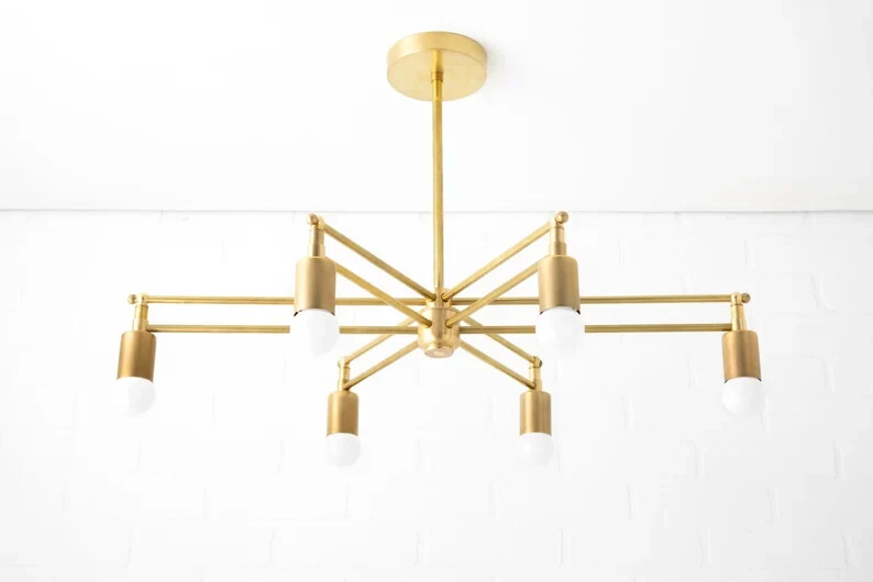 Adjustable 6 Arms Matte Brass Chandelier Light fixture Art Décor Pendent gallery