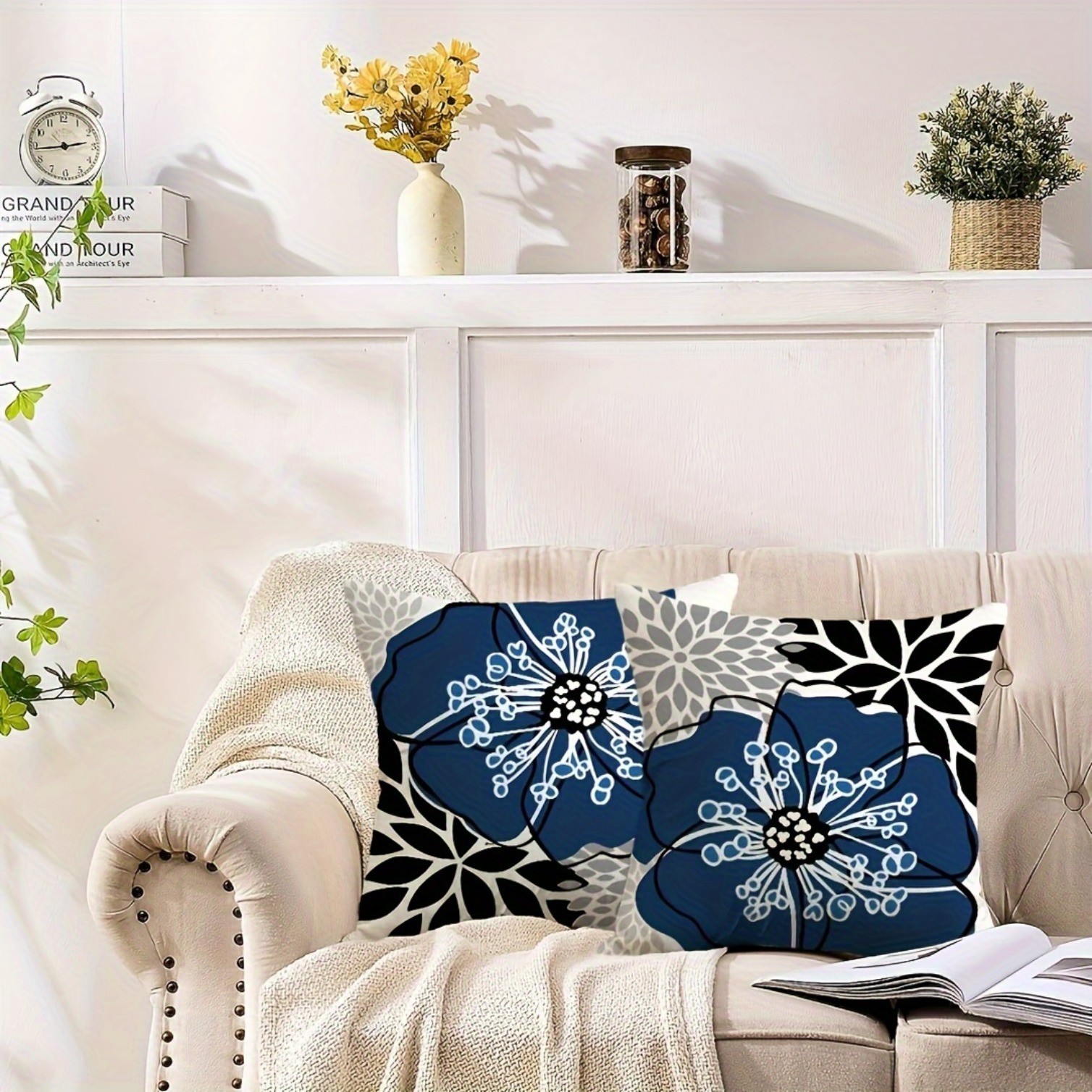 4 Pcs Luxury Geometric Floral Pattern Pillowcase Without Filling 18x18 Inch gallery