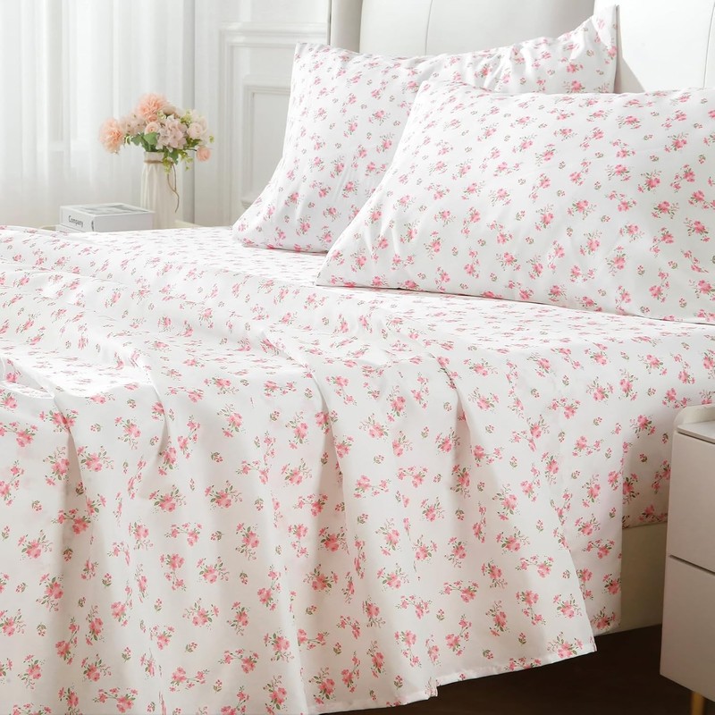 Queen Size 4 Piece Sheet Set, Soft Breathable Bed Sheet Set for Bedroom with gallery