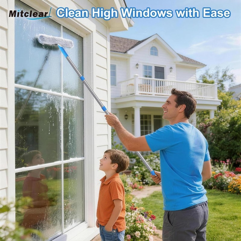 77in Window Squeegee Cleaner Tool w/ Extension Pole Glass Cleaner. gallery