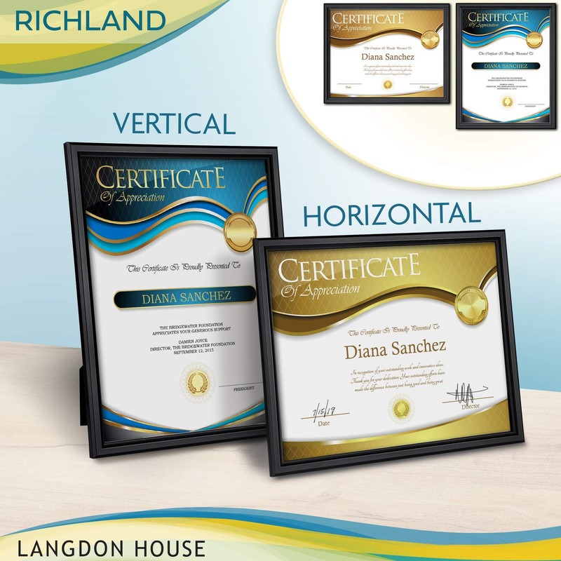 8.5x11 Certificate Frames Set (Black, 12 Pack) Distinguished Edging for Style... gallery