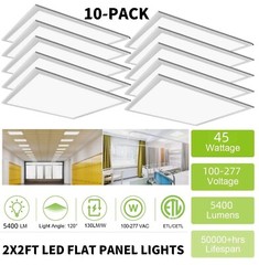 2×2 LED Flat Panel Light 10-Pack, Dimmable, 45W Back-Lit 2x2FT LED Troffer Light