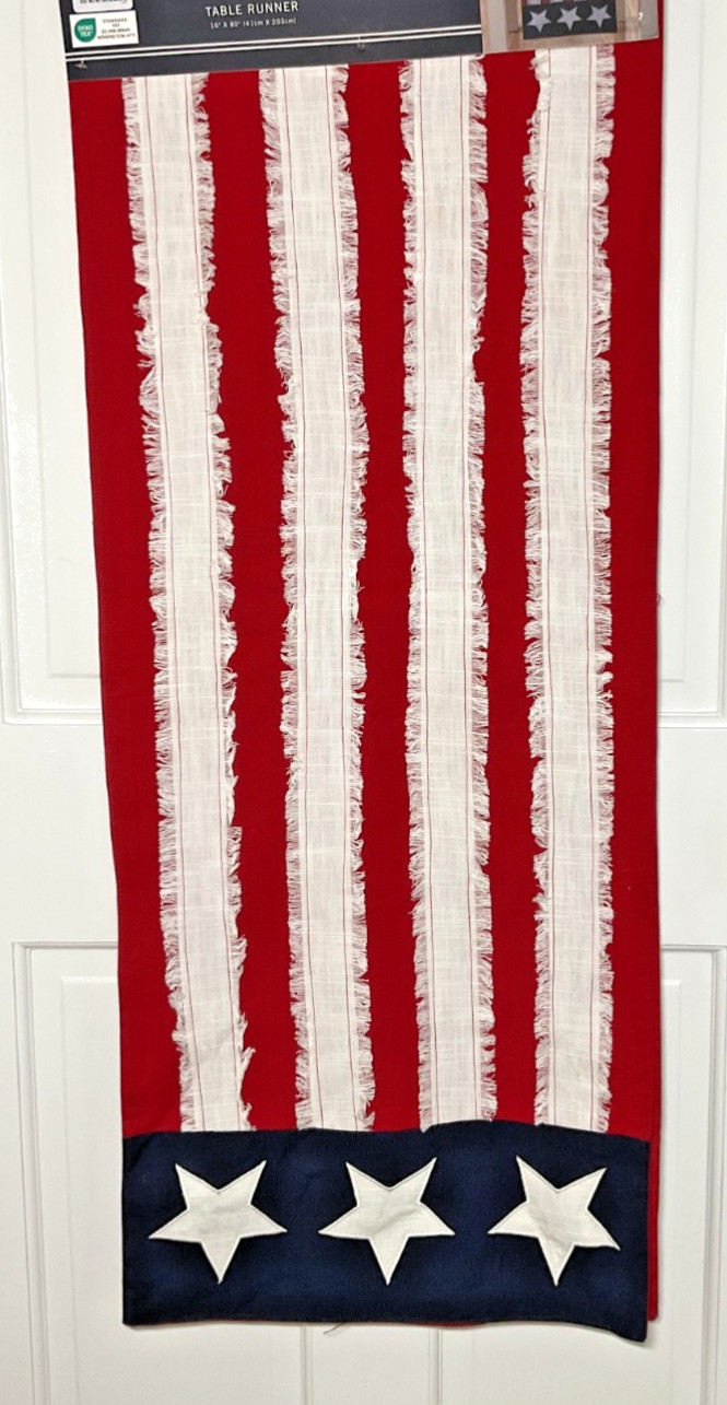 NAUTICA TABLE RUNNER (1) 16 X 80 RED WHITE BLUE FLAG 100% COTTON NWT gallery