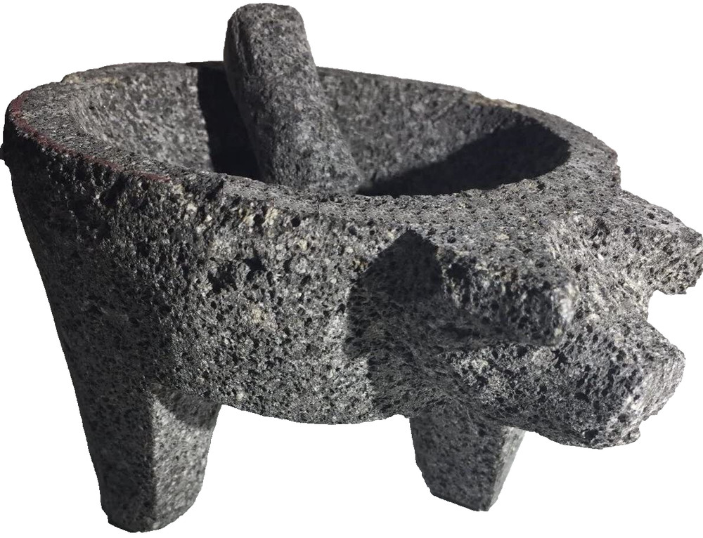 Extra Large 10" Manual Guacamole Maker Volcanic Stone Molcajete Mortar & Pestle