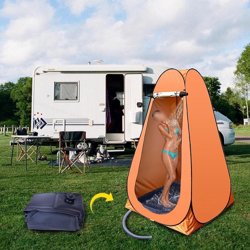 Compact Foldable Shower Base with Drain Hose Portable Tray for Outdoor Showers gallery