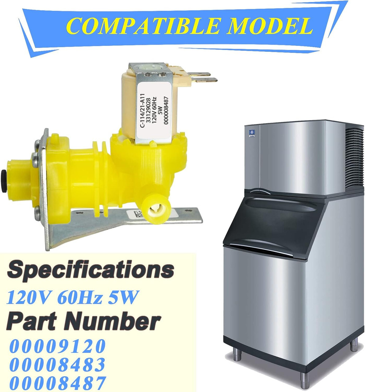 Freezer Inlet Valve Compatible with IH9120 Manitowoc Ice Machine 000008487 Valve gallery