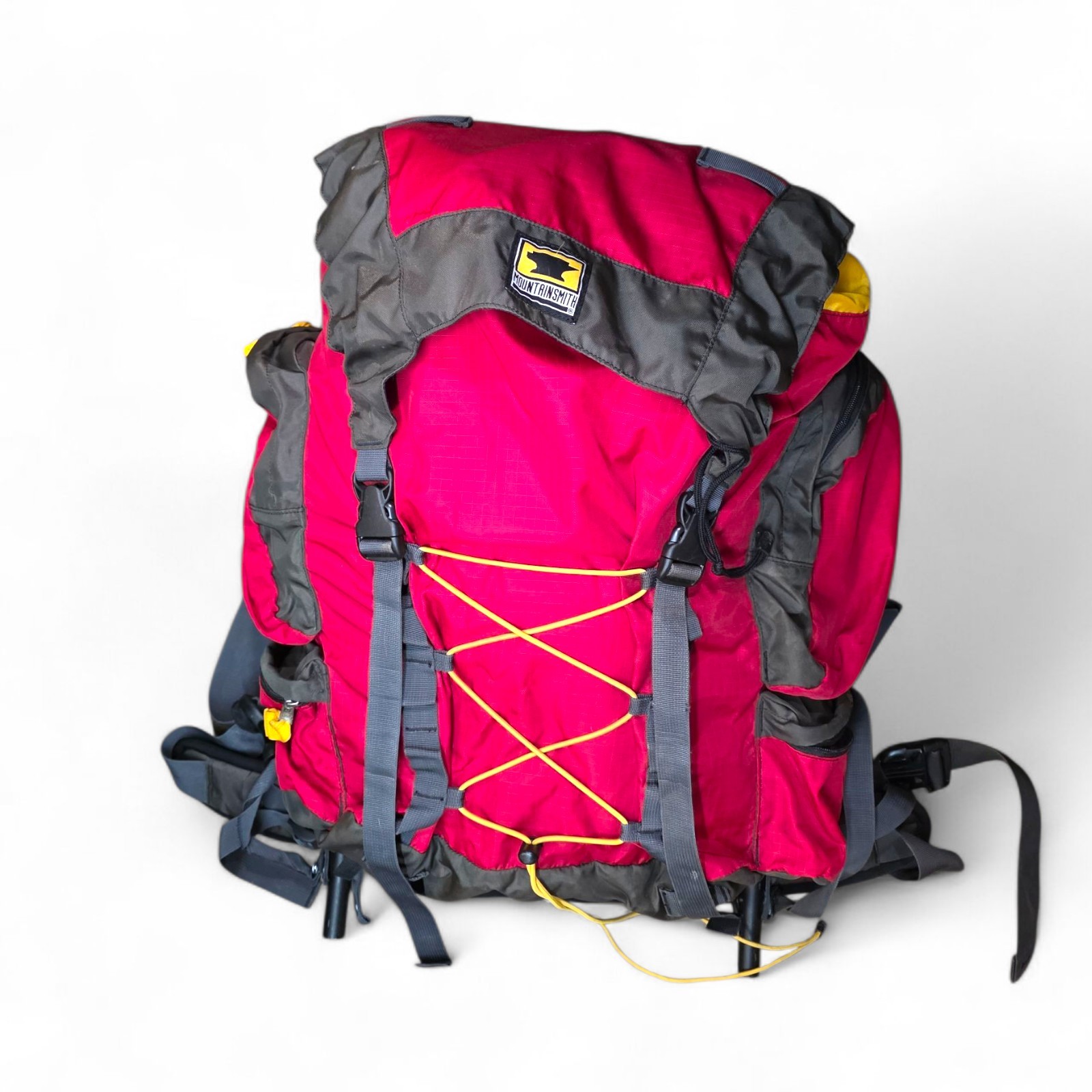 Mountainsmith External Frame Backpack Red/Gray Hiking Pack 26” Frame 40–50L