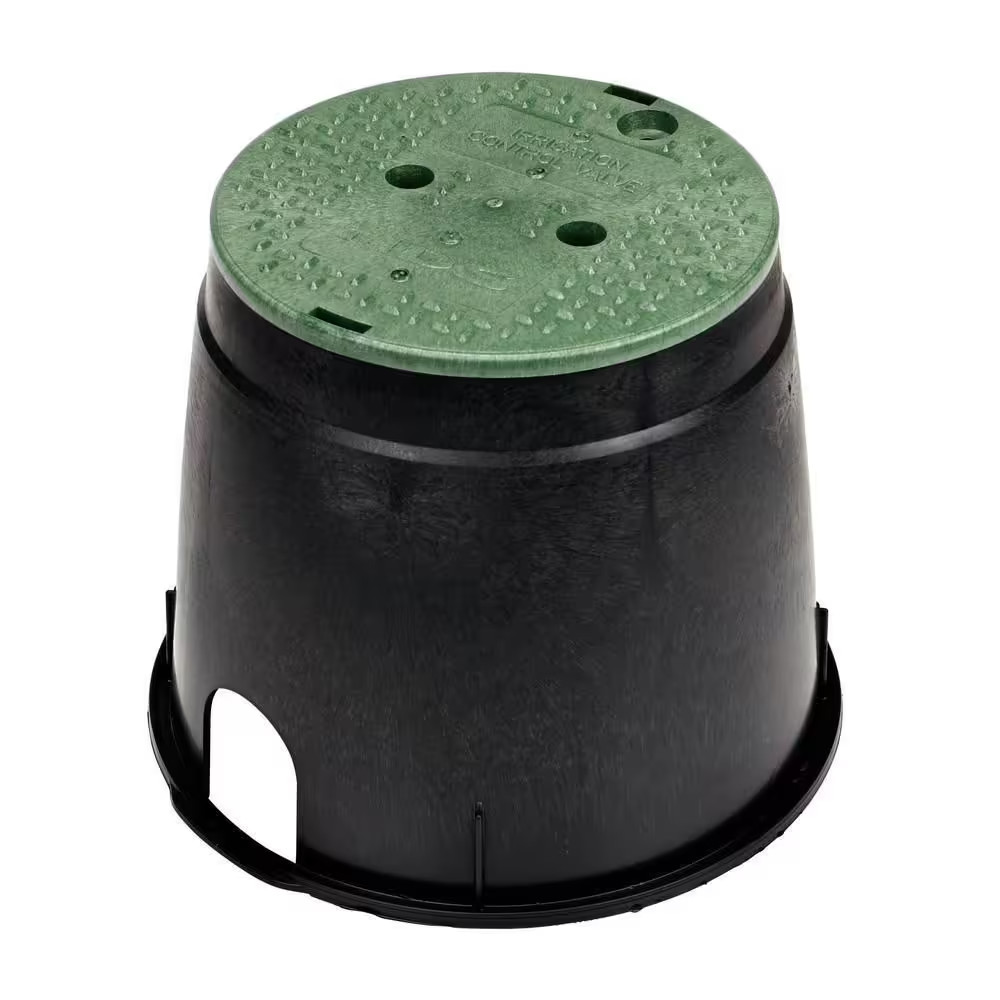 10 in. Round Valve Box and Cover, Black Box, Green ICV Cover Reinforcing Ribs gallery